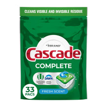Cascade Complete dishwasher detergent pouch, Fresh Scent, 33 packs