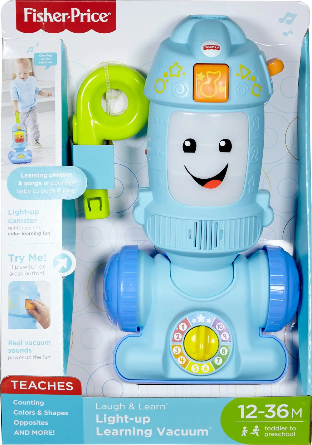 Fisher-Price Laugh & Learn Light-Up Learning Vacuum Electronic Toddler Plastic Push Toy