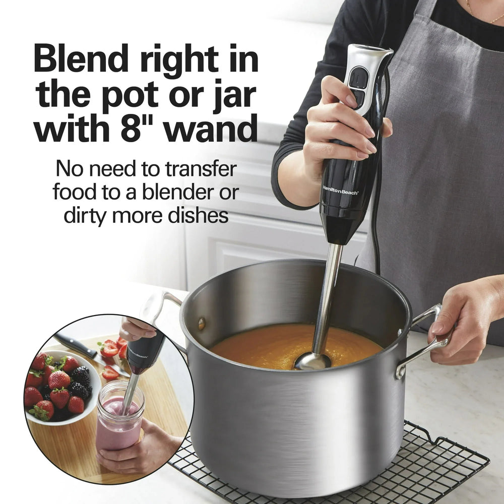 Hamilton Beach 2-Speed Immersion Hand Blender for Kitchen with Blending Wand & Whisk, Black - USA MEGA SHOP