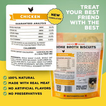 Dog treat package back panel with guaranteed analysis and ingredients text