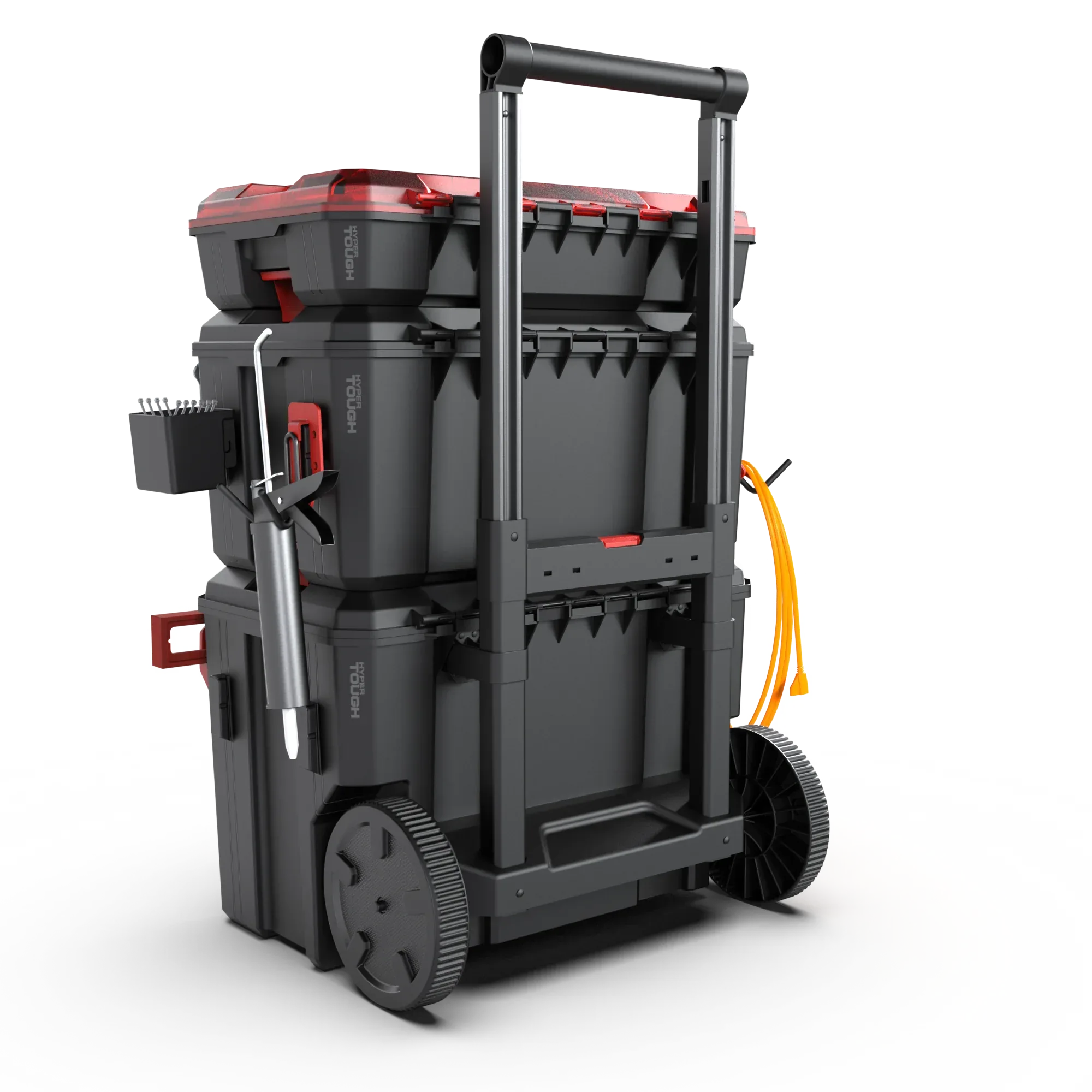Hyper Tough Hyper Stack Heavy Duty 3 Piece Modular Rolling Toolbox System, Black