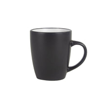 Black coupe coffee mug with white interior