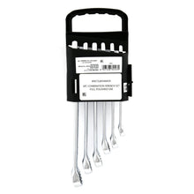 6-piece combination wrench set in black case, labeled silver wrenches displayed