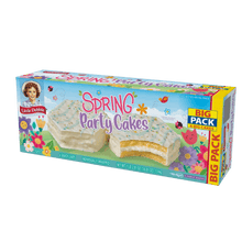Spring party cakes snack pack with 6 cakes, individually wrapped, yellow frosting.