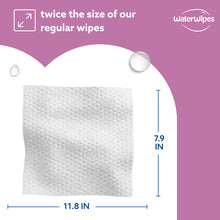 WaterWipes textured wipe sheet, size labeled 11.8 in wide and 7.9 in tall