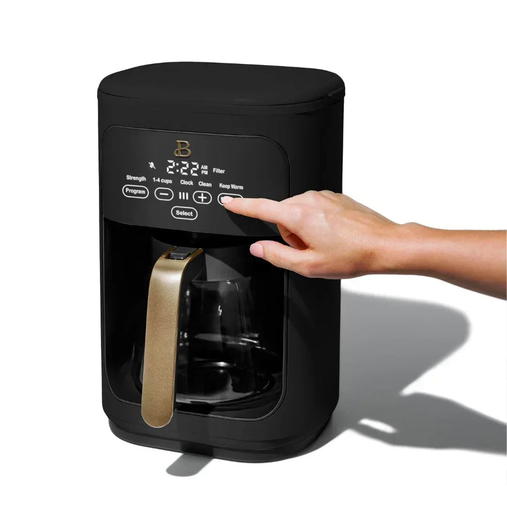 Beautiful 14-Cup Programmable Drip Coffee Maker with Touch-Activated Display, Black Sesame by Drew Barrymore - USA MEGA SHOP