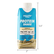 Vanilla protein shake carton with 5.5 in height and 2 in width
