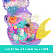 Purple compact playset open to a crescent moon cafe scene with accessories