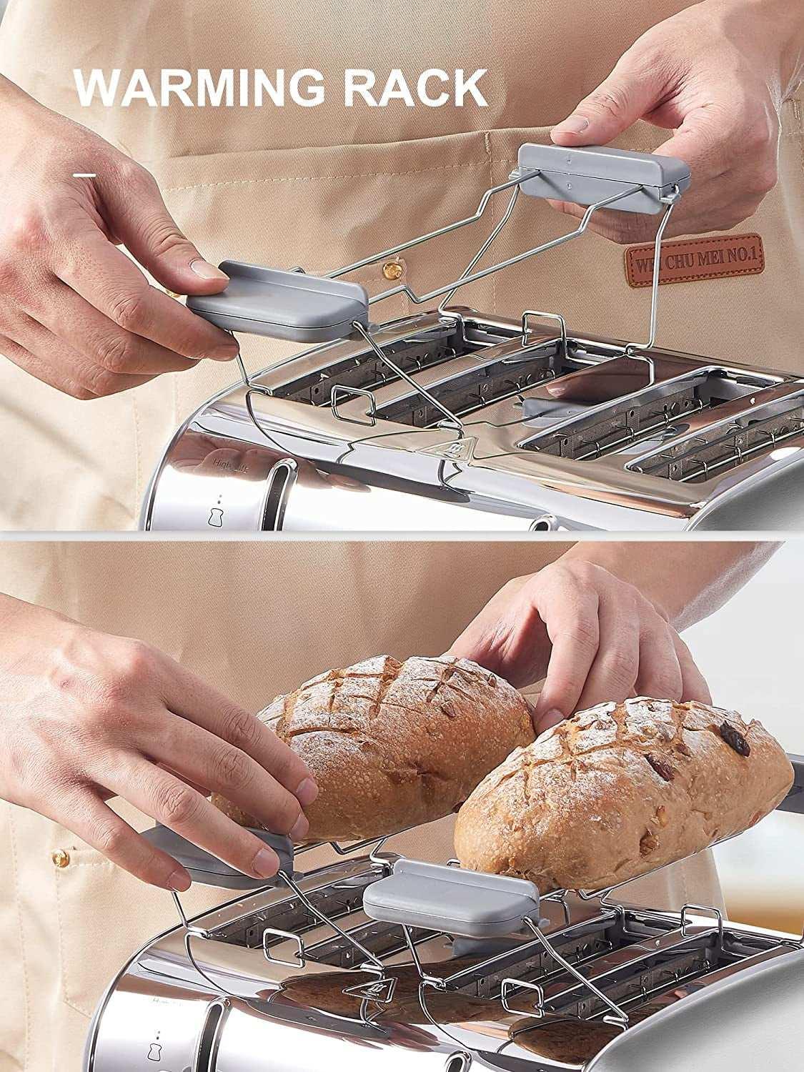 Toaster, Retro Bagel Toaster Toaster with 7 Bread Shade Settings, 2 Extra Wide Slots, Defrost/Bagel/Cancel Function, Removable Crumb Tray, Stainless Steel Toaster by Yabano, Silver - USA MEGA SHOP