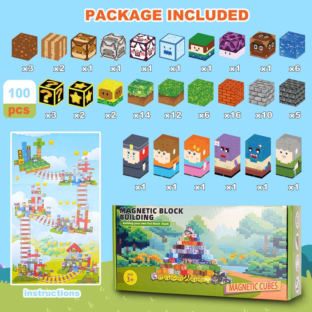 Crtynell 100pcs Magnetic Blocks - Build a Plants Wars Set, Magnetic Building Blocks Toddler Toys STEM Sensory Outdoor Toys for Boys and Girls Ages 3+, Birthday Gifts for Kids - USA MEGA SHOP