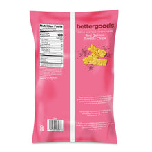 bettergoods Red quinoa tortilla chips pouch back with nutrition facts panel