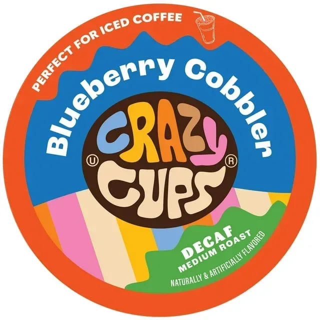Crazy Cup Decaf Blueberry Cobbler Coffee Pods, in Recyclable Single Serve Cups For Keurig K Cups Machines, 22 Count