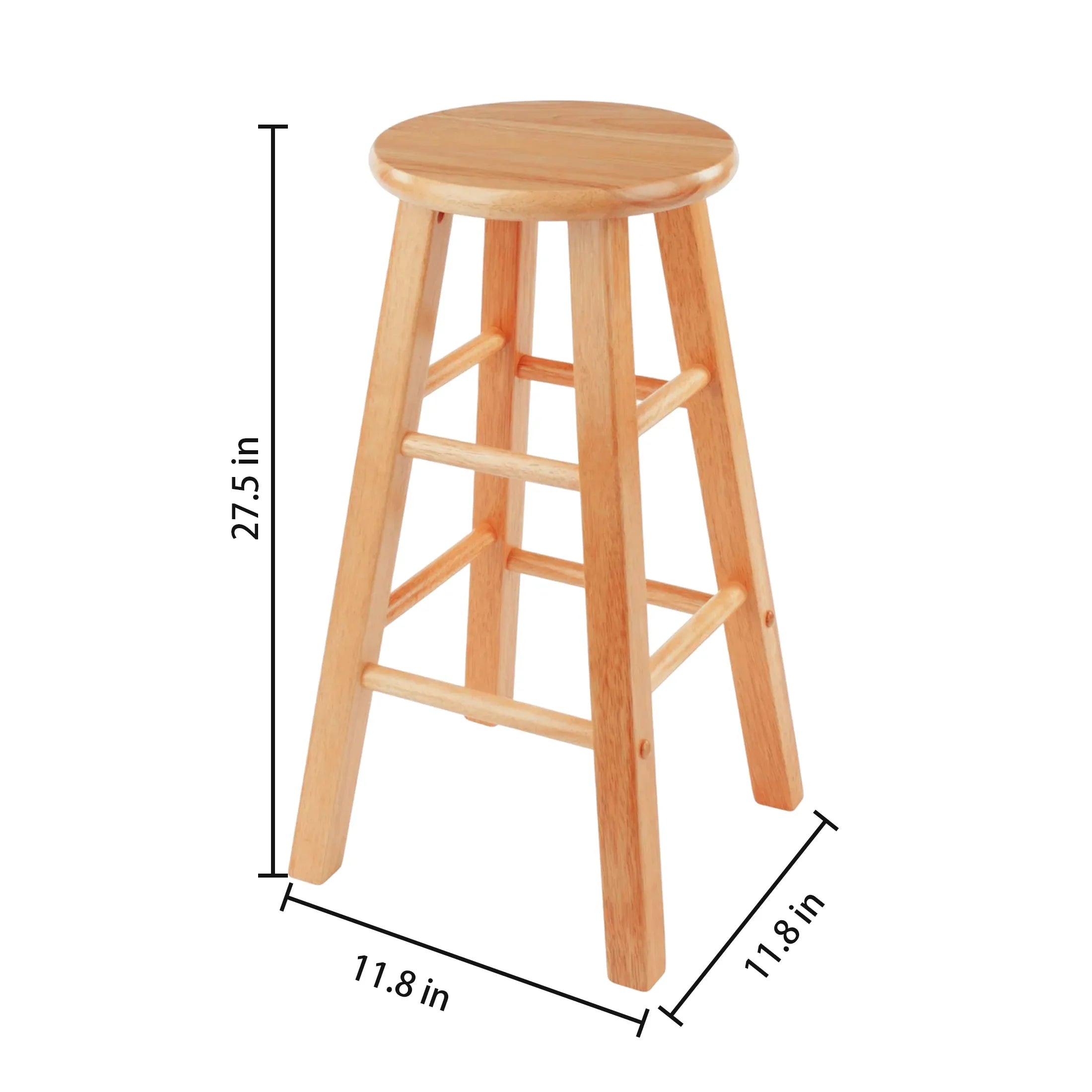 GARITIN 27.5'' Wooden Backless Counter Stool with Round Seat, Natural