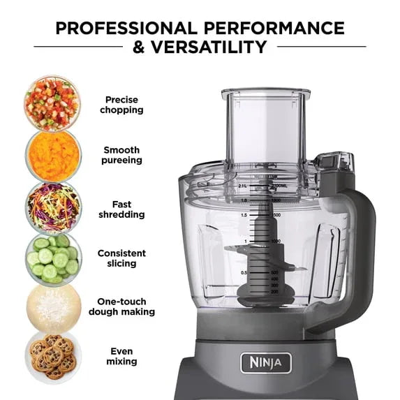 Ninja Professional 9 Cup Food Processor, 850 Watts, Auto-iQ 3 Presets, Chop, Dough, Slice, Shred, BN600 Silver - USA MEGA SHOP