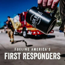 Black Rifle Coffee Company coffee being poured from a dark container