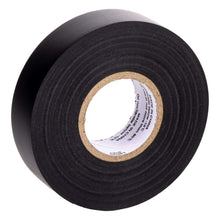 Black electrical tape roll, inner core and wound tape rings shown