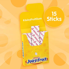 Juicy Fruit Original gum pack showing “15 sticks” on a yellow pouch