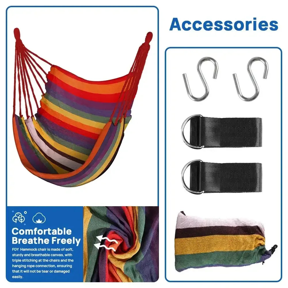 FGY Hammock Chair Swing Portable Canvas Camping Hanging Seat for Outdoor Indoor - USA MEGA SHOP