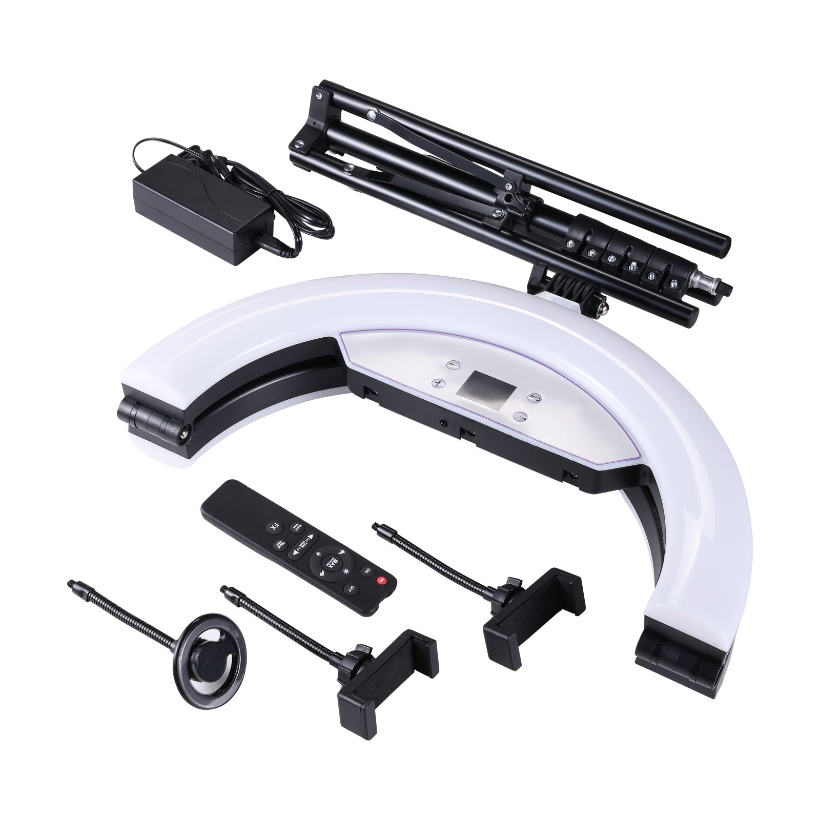 Vivitar Creator Series 18" RGB Foldable Ring Light with Stand, MagSafe-Compatible Phone Mount, Dual USB Charging, Wireless Remote, Adjustable Tripod for Live Vlogging, Makeup, & Live Streaming