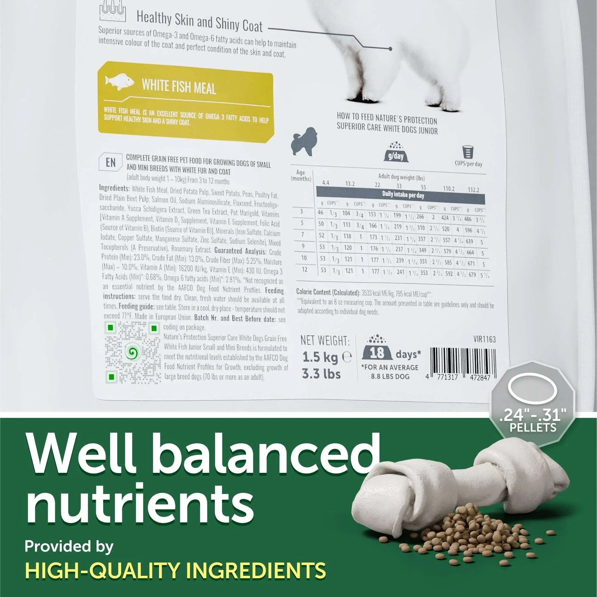 Nature's Protection Superior Care Grain Free White Fish Dry Dog Food, Small Breed Puppy, 22 lb Bag - USA MEGA SHOP