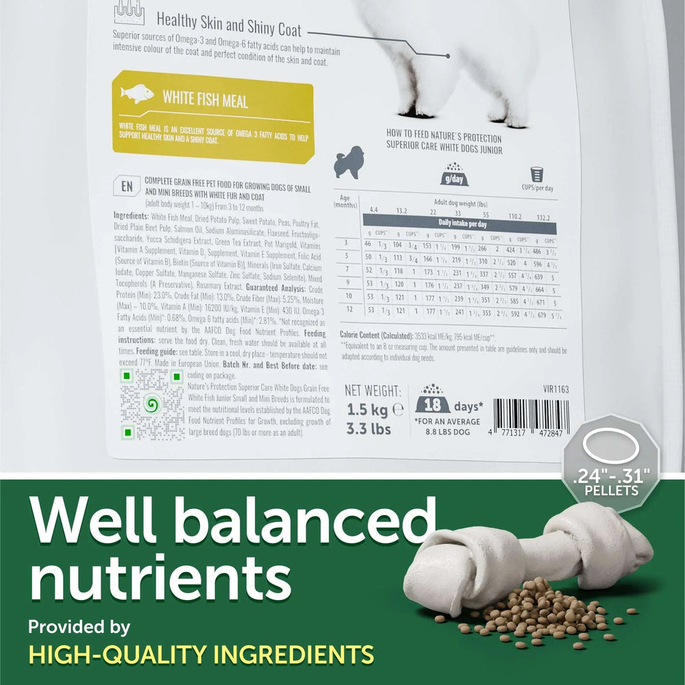 Nature's Protection Superior Care Grain Free White Fish Dry Dog Food, Small Breed Puppy, 22 lb Bag - USA MEGA SHOP