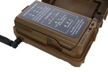 Camouflage cellular trail camera unit with LCD status screen and control buttons