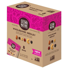 Gluten-free wholesome medley trail mix 8-pack box top and sides with brand markings