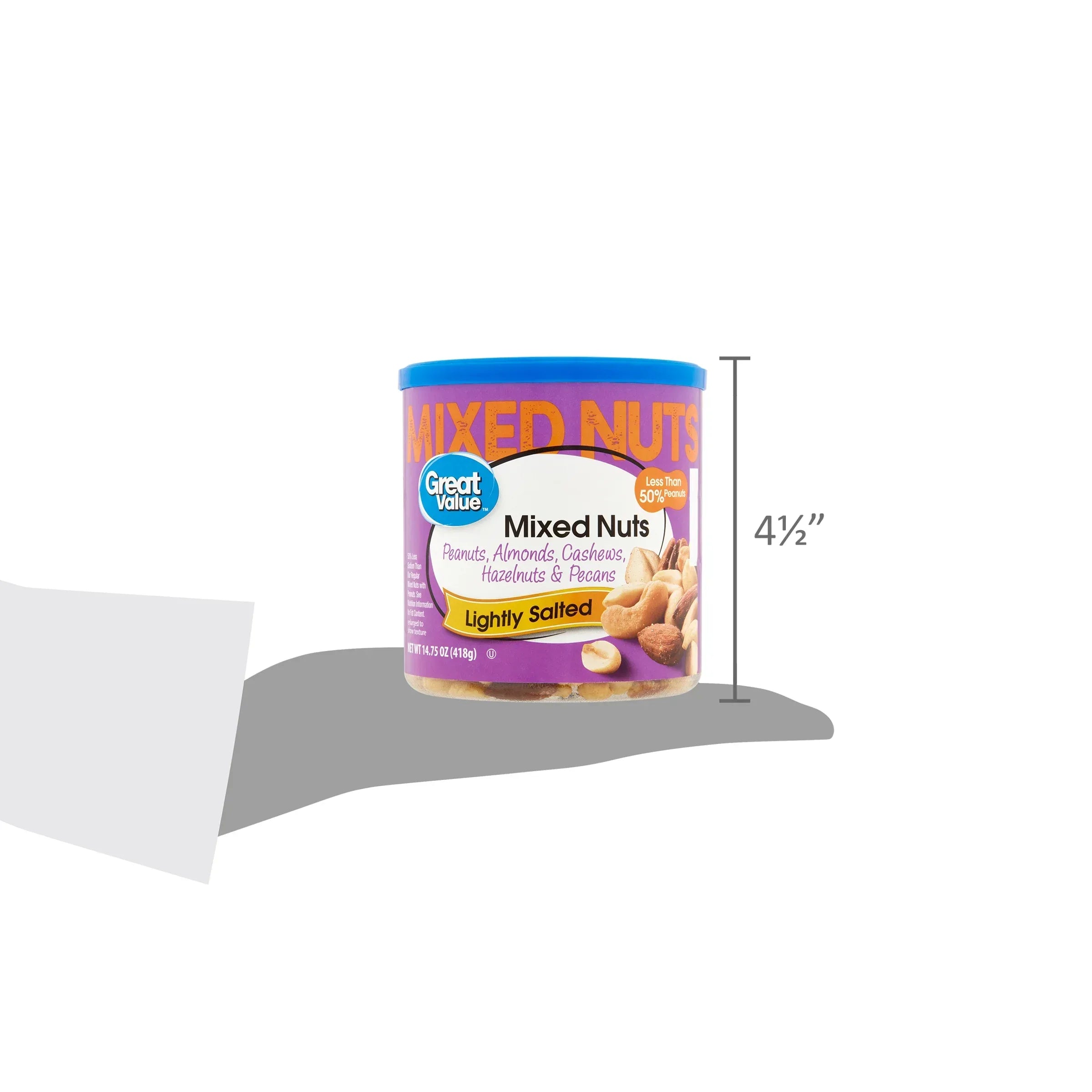 Great Value Roasted & Lightly Salted Mixed Nuts, 14.75 oz