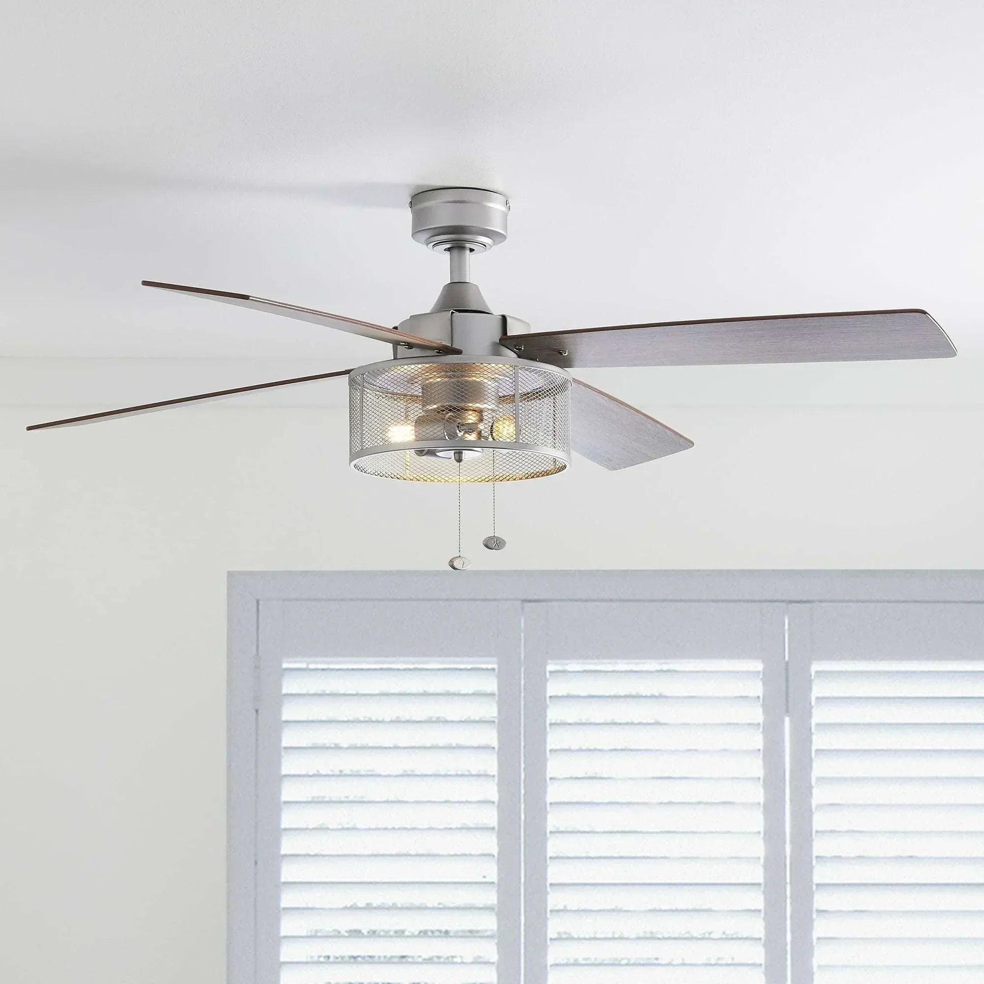 Better Homes & Gardens 52" Pewter Indoor Ceiling Fan with Light, 4 Blades, Pull Chains & Reverse Airflow - USA MEGA SHOP