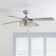 Indoor ceiling fan with light, four blades, and pull-chain switch