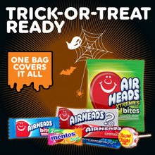 Airheads Halloween candy assortment with chewy bites, bars, mints, and lollipops