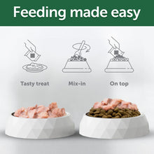 Wet dog food topper feeding options showing bowls for mixing or topping