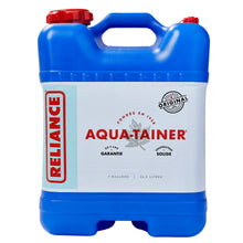 7-gallon blue water container with red caps and top carry handle