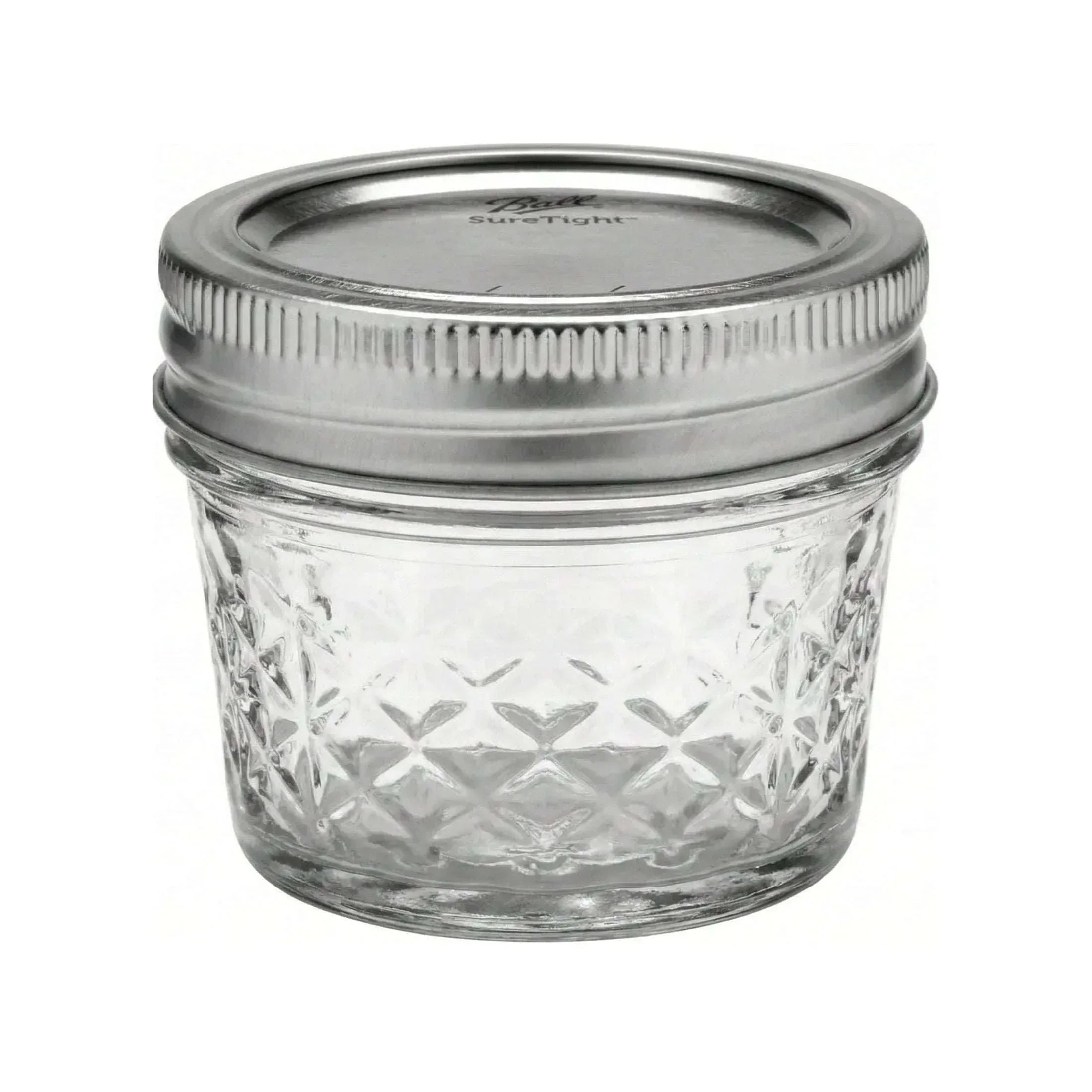 Ball Regular Mouth 4 oz Quilted Mason Jars with Lids and Bands, Mini Glass Canning Jars for Jam and Jelly, 12-Pack