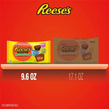 Reese's Miniatures 9.6 oz bag and Reese's big bag 17.1 oz side by side