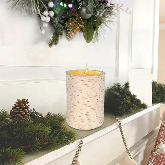 Battery Operated LED Wooden Flameless Christmas Candle, Brown, 4", by Holiday Time - USA MEGA SHOP