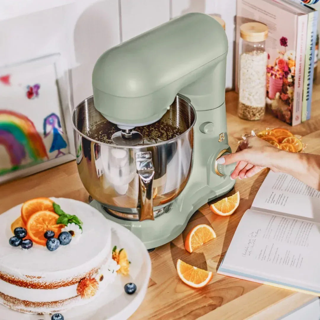 Beautiful 5.3 Qt Stand Mixer, Black Sesame with Flat Beater, Dough Hook, Balloon Whisk