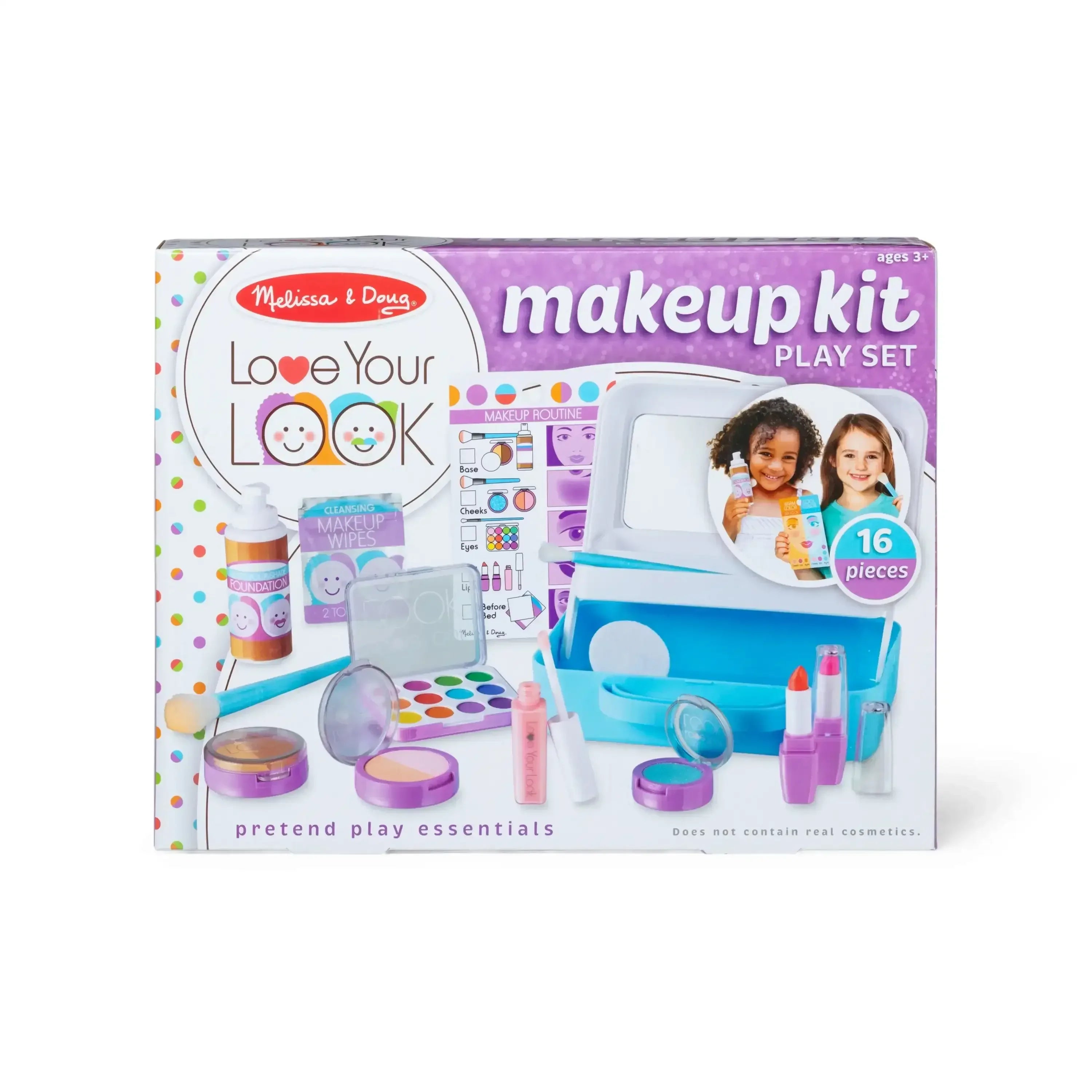 Melissa & Doug Love Your Look Pretend Makeup Kit Play Set – 16 Pieces for Mess-Free Pretend Makeup Play (DOES NOT CONTAIN REAL COSMETICS)
