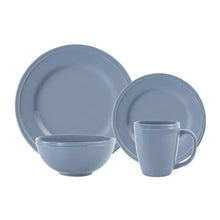 Blue stoneware mug with matching bowl pieces, glossy glaze set