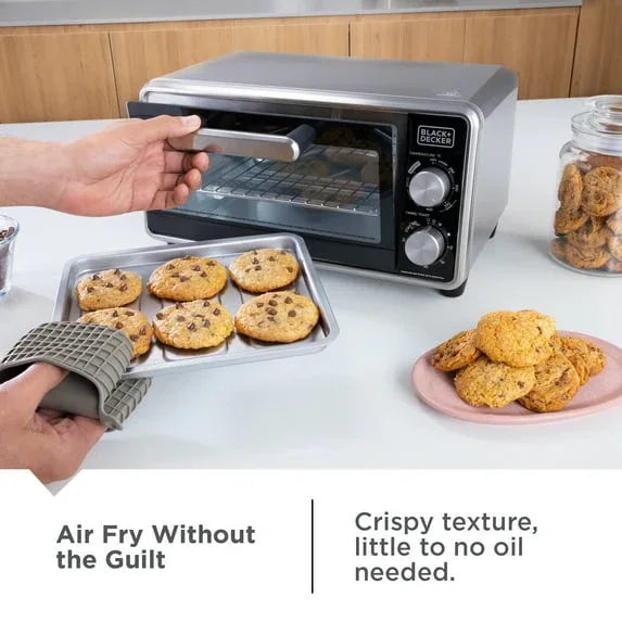 Black+Decker Crisp â€˜N Bake PRO Stainless Steel 4-Slice Air Fryer Toaster Oven - USA MEGA SHOP