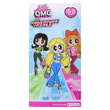 L.O.L. OMG Powerpuff Girls Blossom doll box showing character lineup