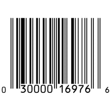 Barcode label with product number beneath on a white background