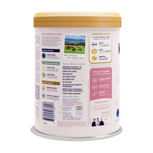 Kendamil infant formula canister with gold lid, back panel with nutrition and claims