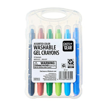 Assorted washable gel crayons in clear plastic case, 12 count