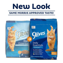 Dry cat food bag pair with orange tabby cat graphics on blue packaging