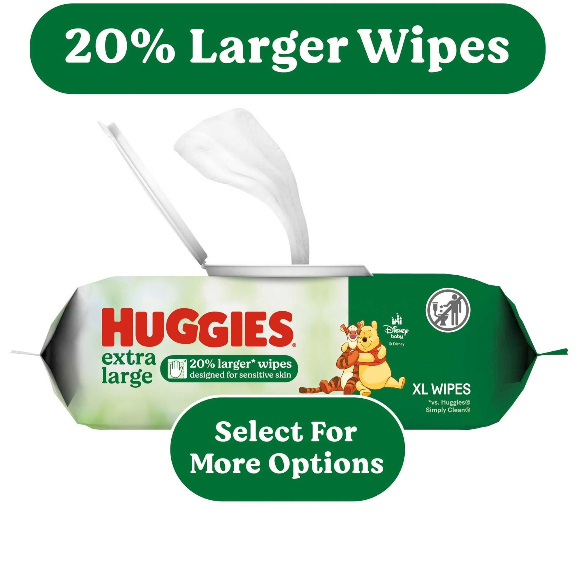 (8 pack) Huggies Extra Large Baby Wipes, Unscented, 1 Flip-Top Pack (42 Wipes Total) (Select for More)