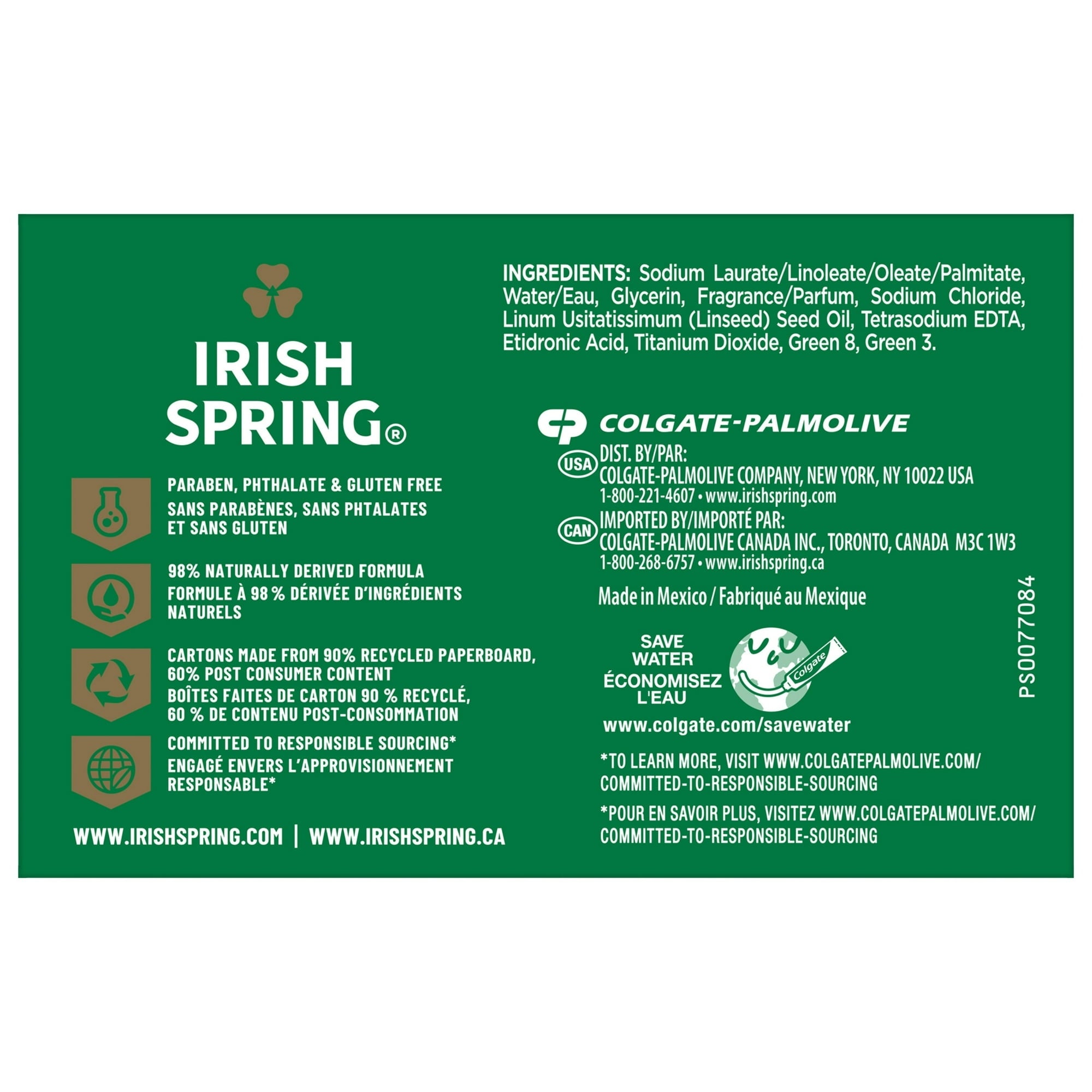 (8 pack) Irish Spring Original Deodorant Bar Soap for Men, With Flaxseed Oil, 3.7 oz Bar (4 Pack)