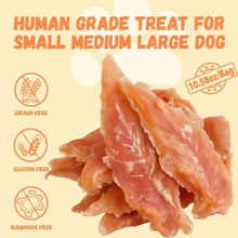 Chicken jerky dog treats: pile of orange chicken jerky strips