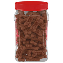 Milk-Bone Soft & Chewy dog treat canister, back view, dark brown soft chew pieces