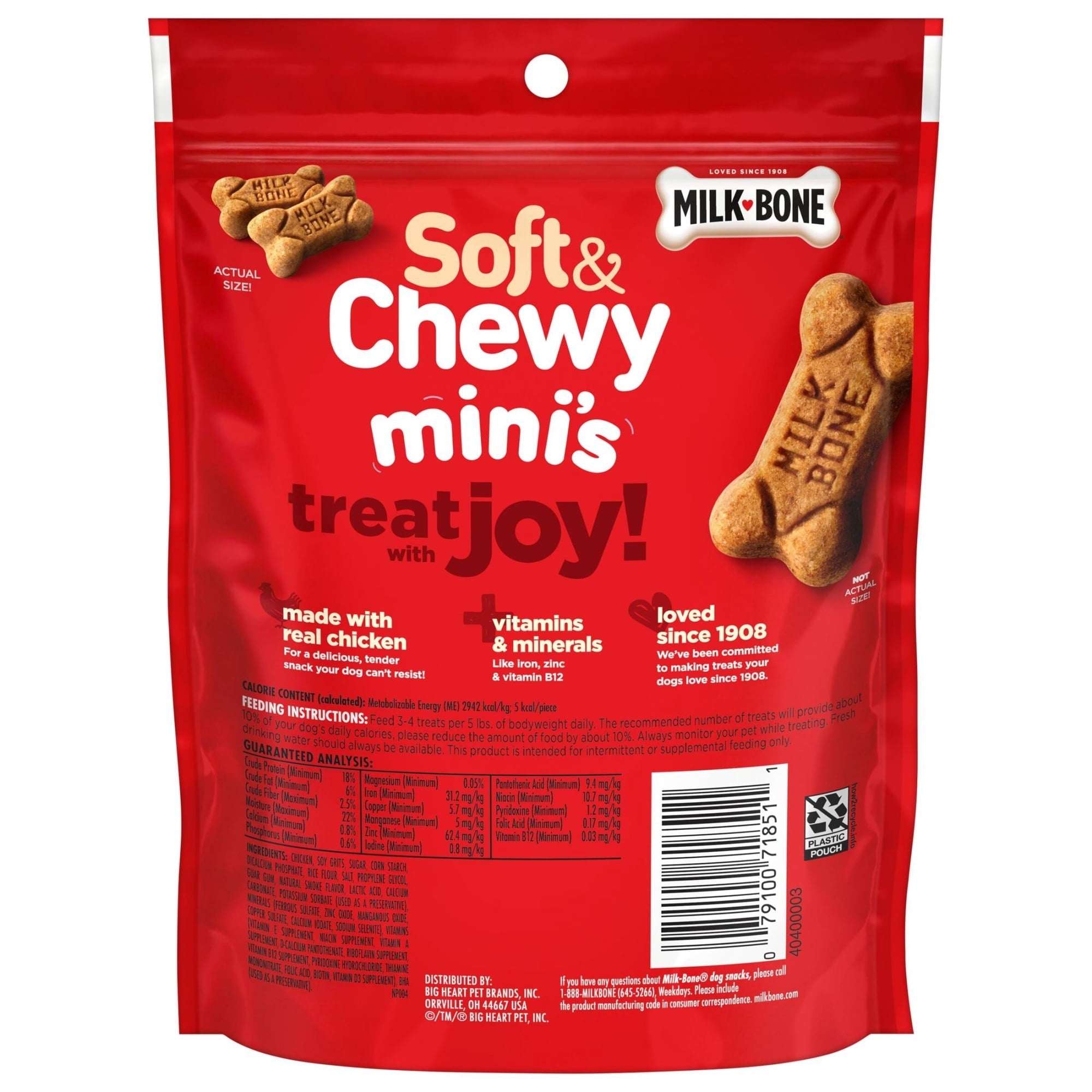 (5 pack) Milk Bone Soft & Chewy Mini’s Dog Treats, Made with Real Chicken, 4.5 oz Pouch